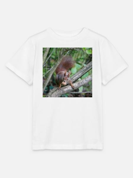 Eichhörnchen am Ast mit Nuss - Stanley/Stella Kinder T-Shirt MINI CREATOR - Weiß