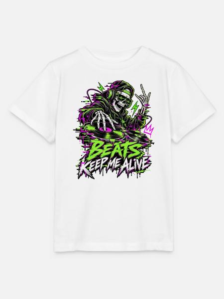 Beats Keep Me Alive Neon DJ - Stanley/Stella Kinder T-Shirt MINI CREATOR  - Weiß