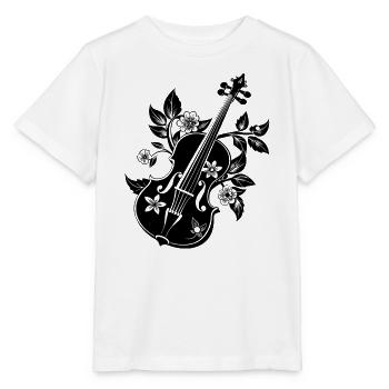 Florale Geige - Stanley/Stella Kinder T-Shirt MINI CREATOR  - Weiß - Vorne - Maike (125cm)