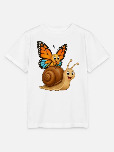 Lächelnder Schmetterling auf Schnecke - Stanley/Stella Kinder T-Shirt MINI CREATOR  - Weiß
