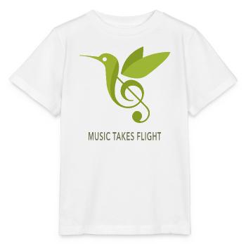 Music Takes Flight – Kolibri Musik Design - Stanley/Stella Kinder T-Shirt MINI CREATOR  - Weiß - Vorne - Maike (125cm)