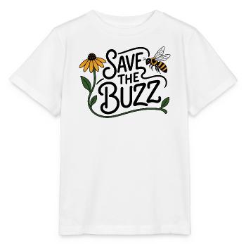 SAVE THE BUZZ – Bienen und Biodiversität - Stanley/Stella Kinder T-Shirt MINI CREATOR  - Weiß - Vorne - Maike (125cm)