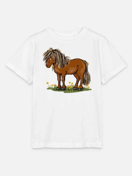 Pony mit Löwenzahn - Stanley/Stella Kinder T-Shirt MINI CREATOR - Weiß