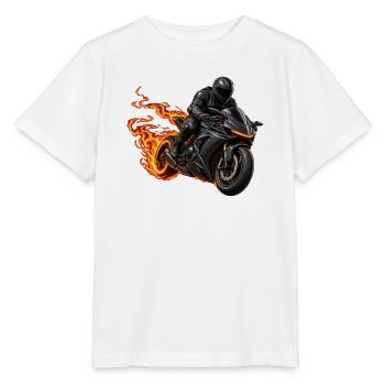 RobVibe Motorcycle Rider in Flames - Stanley/Stella Kinder T-Shirt MINI CREATOR  - Weiß - Vorne - Maike (125cm)