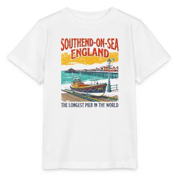 Southend-on-Sea England Longest Pier in the World - Stanley/Stella Kinder T-Shirt MINI CREATOR  - Weiß - Vorne - Maike (125cm)