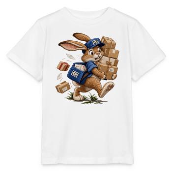 Hase als Paketbote   - Stanley/Stella Kinder T-Shirt MINI CREATOR  - Weiß - Vorne - Maike (125cm)