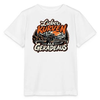 Lieber Kurven als geradeaus Biker | Motorrad - Stanley/Stella Kinder T-Shirt MINI CREATOR  - Weiß - Vorne - Maike (125cm)
