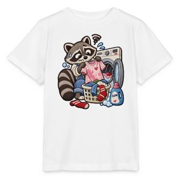 Waschbär im Waschsalon  - Stanley/Stella Kinder T-Shirt MINI CREATOR  - Weiß - Vorne - Maike (125cm)