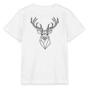 Geometric Deer – Polygon Hirsch Silhouette - Stanley/Stella Kinder T-Shirt MINI CREATOR  - Weiß - Vorne - Maike (125cm)