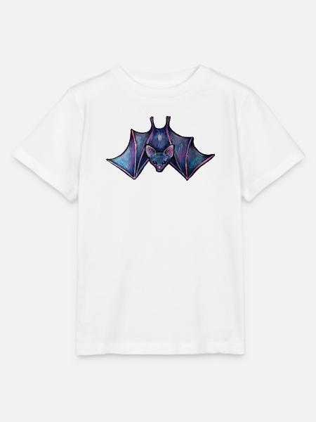 Violette Nachtfledermaus-Illustration - Stanley/Stella Kinder T-Shirt MINI CREATOR - Weiß