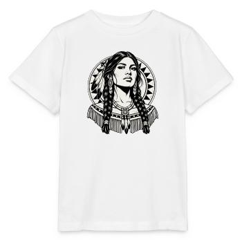 Indigene Frau mit Federschmuck Vintage - Stanley/Stella Kinder T-Shirt MINI CREATOR  - Weiß - Vorne - Maike (125cm)