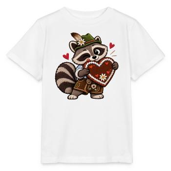 Waschbär in Tracht mit Lebkuchenherz - Stanley/Stella Kinder T-Shirt MINI CREATOR  - Weiß - Vorne - Maike (125cm)