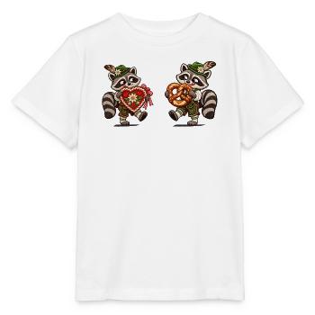 Waschbären mit Lebkuchenherz und Brezel - Stanley/Stella Kinder T-Shirt MINI CREATOR  - Weiß - Vorne - Maike (125cm)