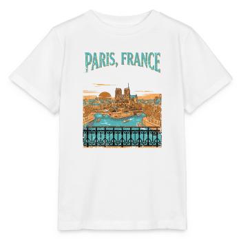 Paris France Notre Dame Retro Vintage - Stanley/Stella Kinder T-Shirt MINI CREATOR  - Weiß - Vorne - Maike (125cm)