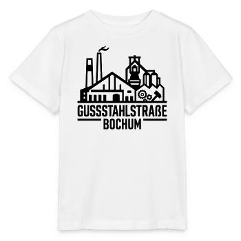 Gussstahlstraße Bochum Ruhrpott Industrie T-Shirt - Stanley/Stella Kinder T-Shirt MINI CREATOR  - Weiß - Vorne - Maike (125cm)