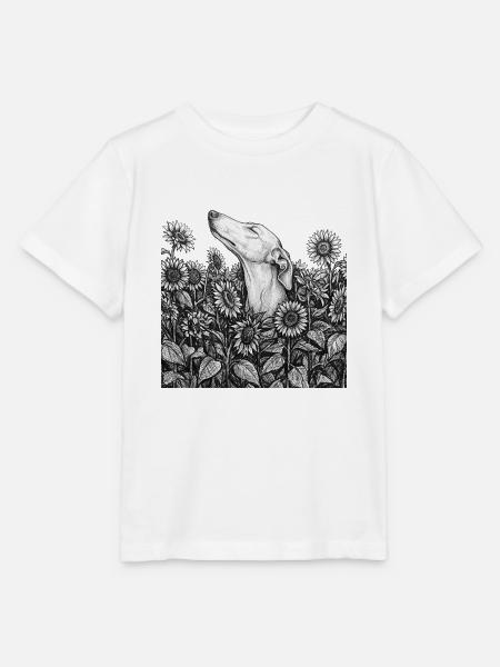 Little Dog in a Sunflower Dream  - Stanley/Stella Kinder T-Shirt MINI CREATOR  - Weiß
