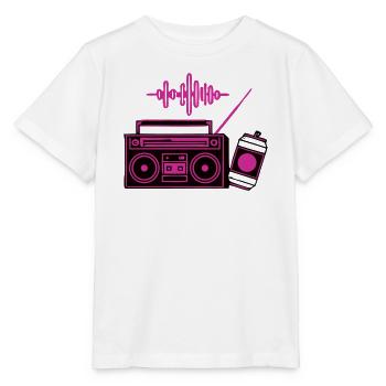 Neon Boombox Radio Grafik - Stanley/Stella Kinder T-Shirt MINI CREATOR  - Weiß - Vorne - Maike (125cm)