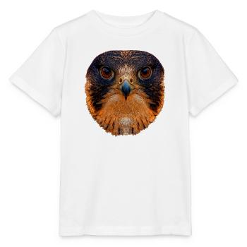 Falken Kopf im Flammenlicht - Stanley/Stella Kinder T-Shirt MINI CREATOR  - Weiß - Vorne - Maike (125cm)