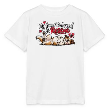 Tierschutz - Tierschutzhund - Rescued Dog - Stanley/Stella Kinder T-Shirt MINI CREATOR  - Weiß - Vorne - Maike (125cm)
