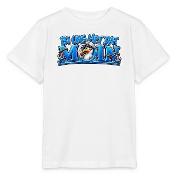Bi uns het dat Moin - Möwe sagt Moin - Stanley/Stella Kinder T-Shirt MINI CREATOR  - Weiß - Vorne - Maike (125cm)