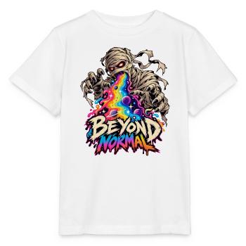 Beyond Normal: Mumie im Regenbogenrausch - Stanley/Stella Kinder T-Shirt MINI CREATOR  - Weiß - Vorne - Maike (125cm)