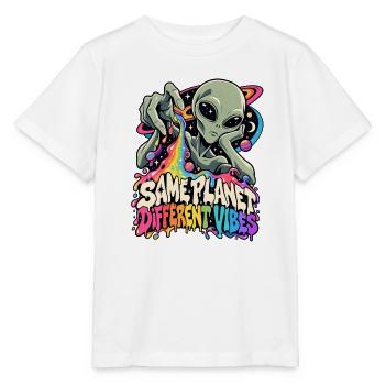Gleicher Planet, andere Vibes - Stanley/Stella Kinder T-Shirt MINI CREATOR  - Weiß - Vorne - Maike (125cm)