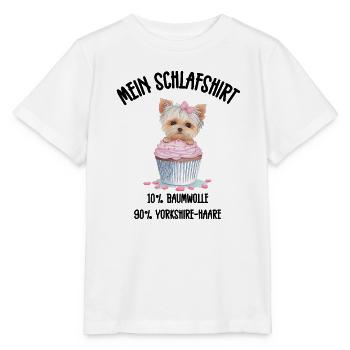 Yorkshire Terrier Cupcake Pyjama - Stanley/Stella Kinder T-Shirt MINI CREATOR  - Weiß - Vorne - Maike (125cm)