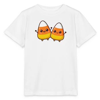 Niedliche Kawaii-Candy-Corn-Charaktere, die Hallo winken - Stanley/Stella Kinder T-Shirt MINI CREATOR  - Weiß - Vorne - Maike (125cm)