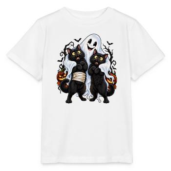 Katzen Gespenst – Lustiges Halloween - Stanley/Stella Kinder T-Shirt MINI CREATOR  - Weiß - Vorne - Maike (125cm)
