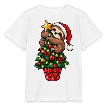 Weihnachten Faultier Tannenbaum Geschenkidee - Stanley/Stella Kinder T-Shirt MINI CREATOR  - Weiß - Vorne - Maike (125cm)