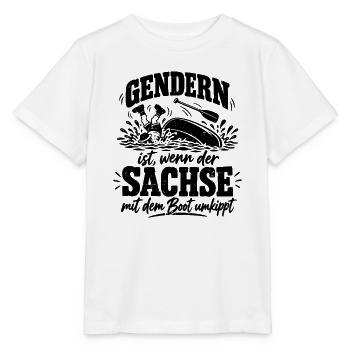 Gendern ist, wenn der Sachse mit dem Boot umkippt - Stanley/Stella Kinder T-Shirt MINI CREATOR  - Weiß - Vorne - Maike (125cm)