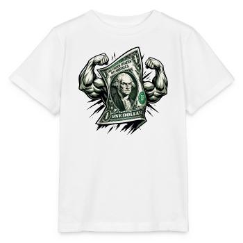 Starker Dollar Bill Muskel-Hustle - Stanley/Stella Kinder T-Shirt MINI CREATOR  - Weiß - Vorne - Maike (125cm)