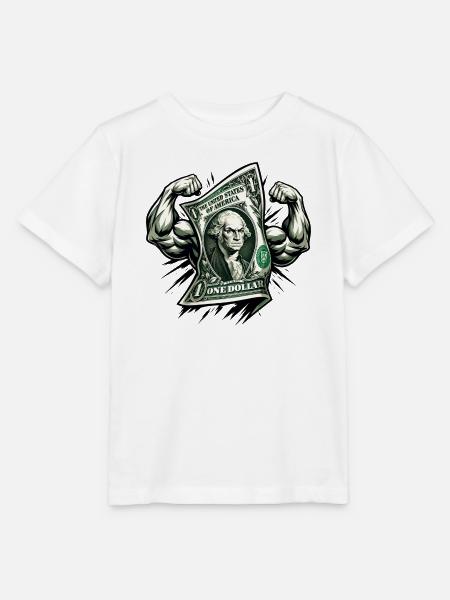 Starker Dollar Bill Muskel-Hustle - Stanley/Stella Kinder T-Shirt MINI CREATOR  - Weiß