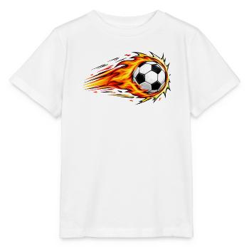 Flammender Fußball-Dynamikschlag - Stanley/Stella Kinder T-Shirt MINI CREATOR  - Weiß - Vorne - Maike (125cm)