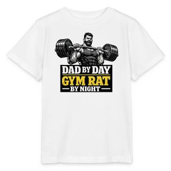 Gym Dad By Day Gym Rat By Night Motiv - Stanley/Stella Kinder T-Shirt MINI CREATOR  - Weiß - Vorne - Maike (125cm)