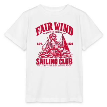 Fair Wind Sailing Club – Segler mit Kaffee - Stanley/Stella Kinder T-Shirt MINI CREATOR  - Weiß - Vorne - Maike (125cm)