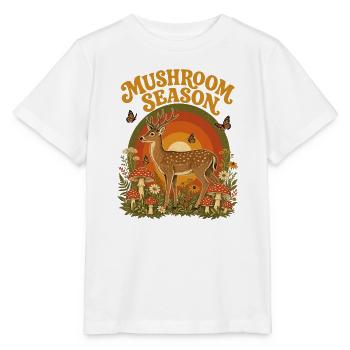 Pilzsaison Hirsch Retro Wald Sammeln Wildblumen - Stanley/Stella Kinder T-Shirt MINI CREATOR  - Weiß - Vorne - Maike (125cm)