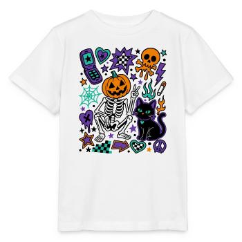 Y2K Gruseliges Halloween-Kürbisskelett - Stanley/Stella Kinder T-Shirt MINI CREATOR  - Weiß - Vorne - Maike (125cm)
