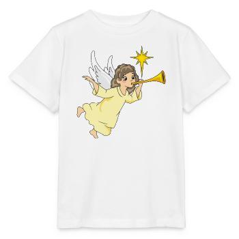Cartoonish_angel_is_playing_the_flute - Stanley/Stella Kinder T-Shirt MINI CREATOR  - Weiß - Vorne - Maike (125cm)