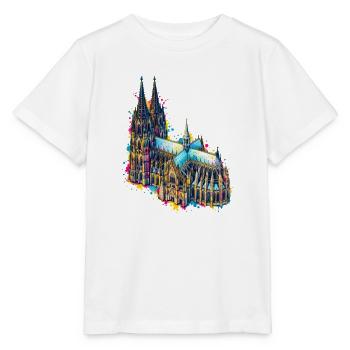 Kölner Dom Aquarell-Splash - Stanley/Stella Kinder T-Shirt MINI CREATOR  - Weiß - Vorne - Maike (125cm)