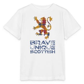 Tartan-Löwe des tapferen schottischen Stolzes - Stanley/Stella Kinder T-Shirt MINI CREATOR  - Weiß - Vorne - Maike (125cm)
