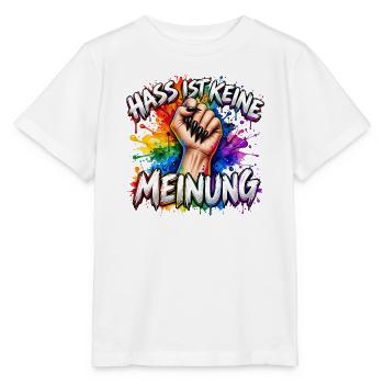 Hass ist keine Meinung! - Stanley/Stella Kinder T-Shirt MINI CREATOR  - Weiß - Vorne - Maike (125cm)