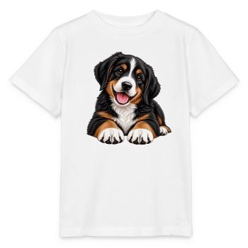 Berner Sennenhund Welpe - Stanley/Stella Kinder T-Shirt MINI CREATOR  - Weiß - Vorne - Maike (125cm)