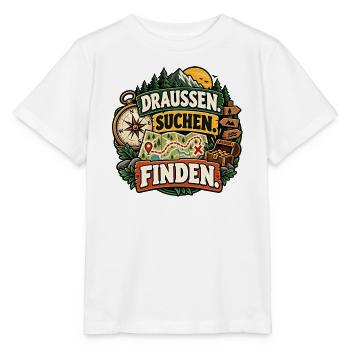 Draußen. Suchen. Finden. Geocaching / Schatzsuche - Stanley/Stella Kinder T-Shirt MINI CREATOR  - Weiß - Vorne - Maike (125cm)