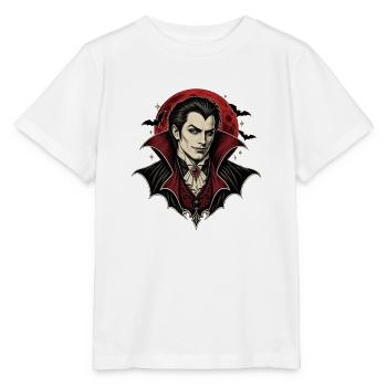 Vampir vor rotem Mond – Gothic Halloween - Stanley/Stella Kinder T-Shirt MINI CREATOR  - Weiß - Vorne - Maike (125cm)
