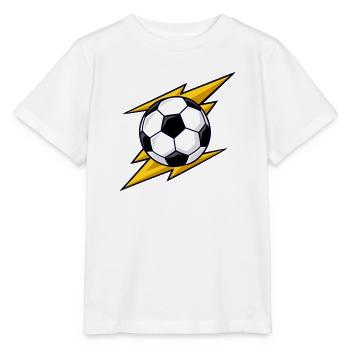 Fußball mit gelben Blitzen - Stanley/Stella Kinder T-Shirt MINI CREATOR  - Weiß - Vorne - Maike (125cm)