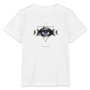 Geometrische Vision: Auge mit Mond-Symbolik - Stanley/Stella Kinder T-Shirt MINI CREATOR  - Weiß - Vorne - Maike (125cm)