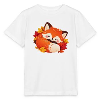 Ruhevoller Herbstfuchs im Laub - Stanley/Stella Kinder T-Shirt MINI CREATOR  - Weiß - Vorne - Maike (125cm)