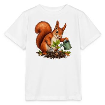 Eichhörnchen pflanzt eine Eichel - Stanley/Stella Kinder T-Shirt MINI CREATOR  - Weiß - Vorne - Maike (125cm)