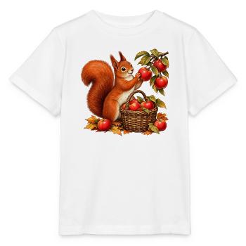 Eichhörnchen bei der Apfelernte - Stanley/Stella Kinder T-Shirt MINI CREATOR  - Weiß - Vorne - Maike (125cm)